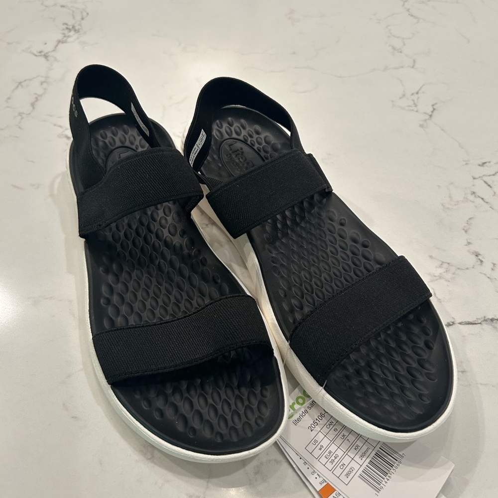 CROCS Black and White LiteRide Sandals